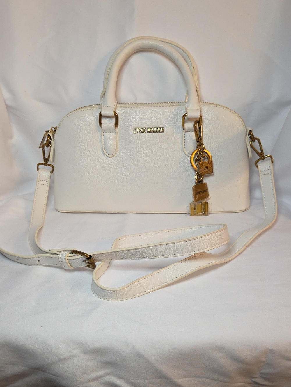 Steve Madden White Dome Satchel Crossbody Bag